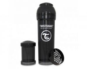 Twistshake, Butelka antykolkowa do karmienia 330ml czarna