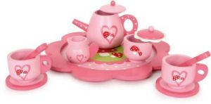 Zestaw do herbaty dla dzieci - różowy z muchomorkami