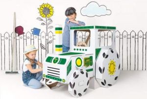 Tekturowy Traktor do pokolorowania - kreatywna zabawka dla dzieci
