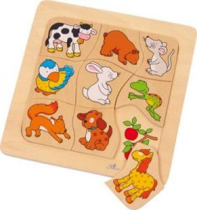 Puzzle dla dzieci - dopasuj zwierzątka do ich posiłków