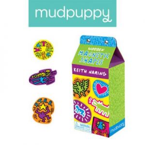 Mudpuppy - Zestaw drewnianych magnesów - Keith Haring 35 elementów