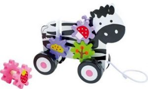 Zebra zabawka do ciągnięcia dla dzieci - zębate koła