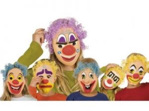 Maska klauna z włosami dla dzieci - 6 wzorów