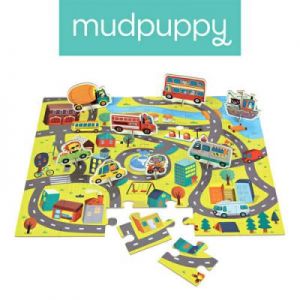 Mudpuppy - Puzzle zestaw z 8 figurkami W mieście 3+