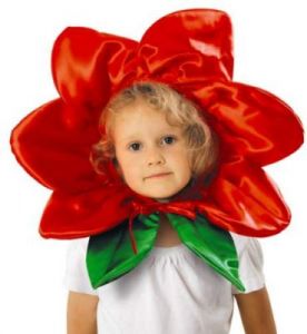 Czapka kwiatek - przebrania , kostiumy dla dzieci - czerwona