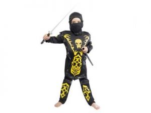 Ninja wojownik żółty - kostiumy dla dzieci, - 122 -128