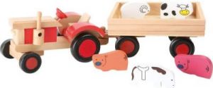 Drewniany traktor ze zwierzątkami do zabawy