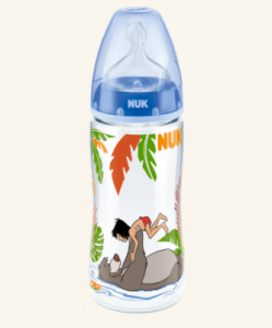 Butelka NUK First Choice Plus Księga Dżungli 300 ml, ze smoczkiem silikonowym - 6-18 m - niebieska
