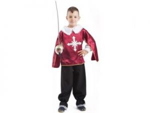 Muszkieter bordowy kostium i przebranie dla dzieci - 116 cm