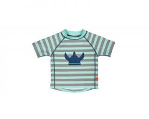 Koszulka T-shirt do pływania Striped aqua, UV 50+, 24-36 mcy