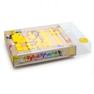 Drewniany zestaw klocków żółty - zabawki dla dzieci