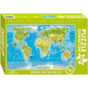 Puzzle edukacyjne zwierzęta świata Mapa młodego odkrywcy 260 elementów