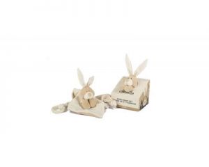 Wooly Organic, Classic Bunny, Zajączek przytulaczek z drewnianym gryzakiem, 24 cm