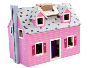 Przenośny drewniany domek dla lalek