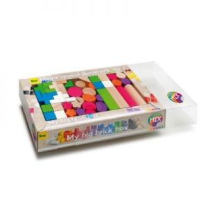 Drewniany zestaw kolorowych klocków MIX - zabawki dla dzieci