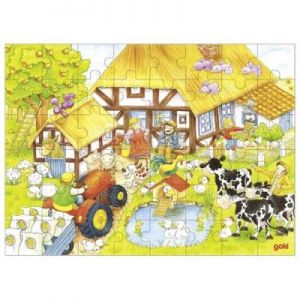 Puzzle drewniane dla dzieci w pudełku Gospodarstwo dziadków, 48 elementów