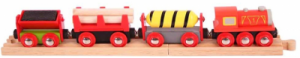 Pociąg z Materiałami Budowlanymi do zabawy dla dzieci, wyposażenie kolejek Bigjigs