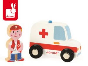 Ambulans z lekarzem zestaw drewniany - zabawka dla dzieci