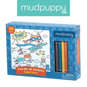 Mudpuppy - Puzzle kolorowanka z 5 kredkami Superbohaterowie