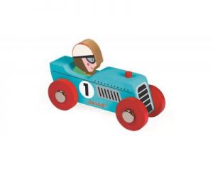 Janod, wyścigówka drewniana Retromotor niebieska