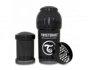 Twistshake, Butelka antykolkowa do karmienia 180ml czarna