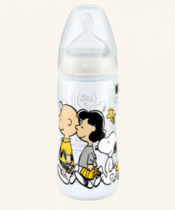 Butelka NUK First Choice Plus Snoopy z tworzywa (PP) 300 ml ze smoczkiem silikonowym - 6-18 m - biał