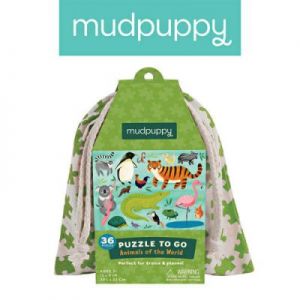 Mudpuppy - Puzzle podróżne w woreczku Zwierzęta świata 36 elementów 3+