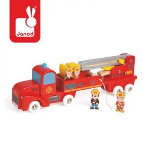 Straż pożarna drewniana duża z 4 postaciami - zabawka dla dzieci