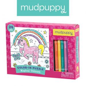 Mudpuppy - Puzzle kolorowanka z 5 kredkami Magiczny Jednorożec