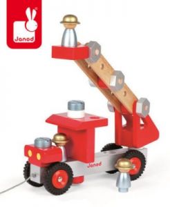 Wóz strażacki do składania drewniany duży - zabawka dla dzieci