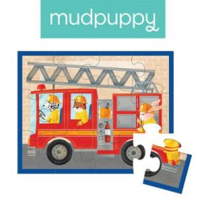 Mudpuppy - Puzzle w saszetce Wóz strażacki 12 elementów 2+