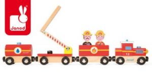 Straż pożarna pociąg drewniany - zabawki dla dzieci