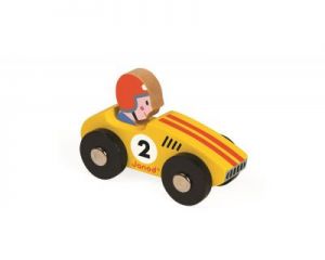 Janod, wyścigówka drewniana Racer żółta