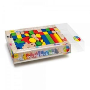Drewniany zestaw kolorowych klocków BASIC - zabawki dla dzieci