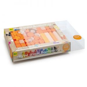 Drewniany zestaw klocków pomarańczowy - zabawki dla dzieci