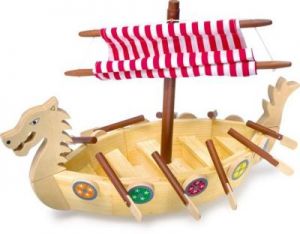 Łódź wikingów - zabawka drewniana dla dzieci